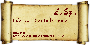 Lévai Szilvánusz névjegykártya